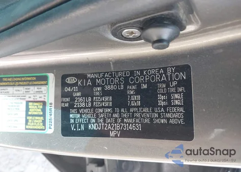 2011 Kia Soul ! z USA, uszkodzony, nr VIN KNDJT2A21B7314631